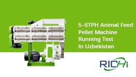5-6TPH Animal Feed Pellet Machine Running Test in Uzbekistan
