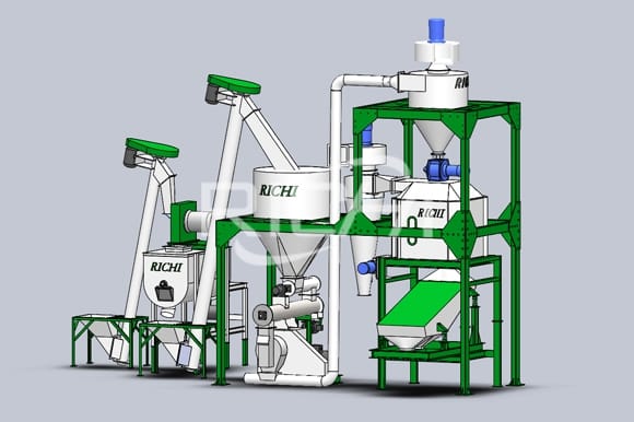 animal feed manufacturing process machine of poultry feed plant