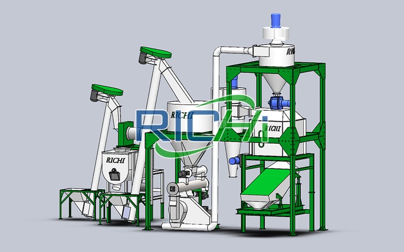 Complete automatic ce 2-3t/h chicken feed machine and chicken feed mill plant price in German